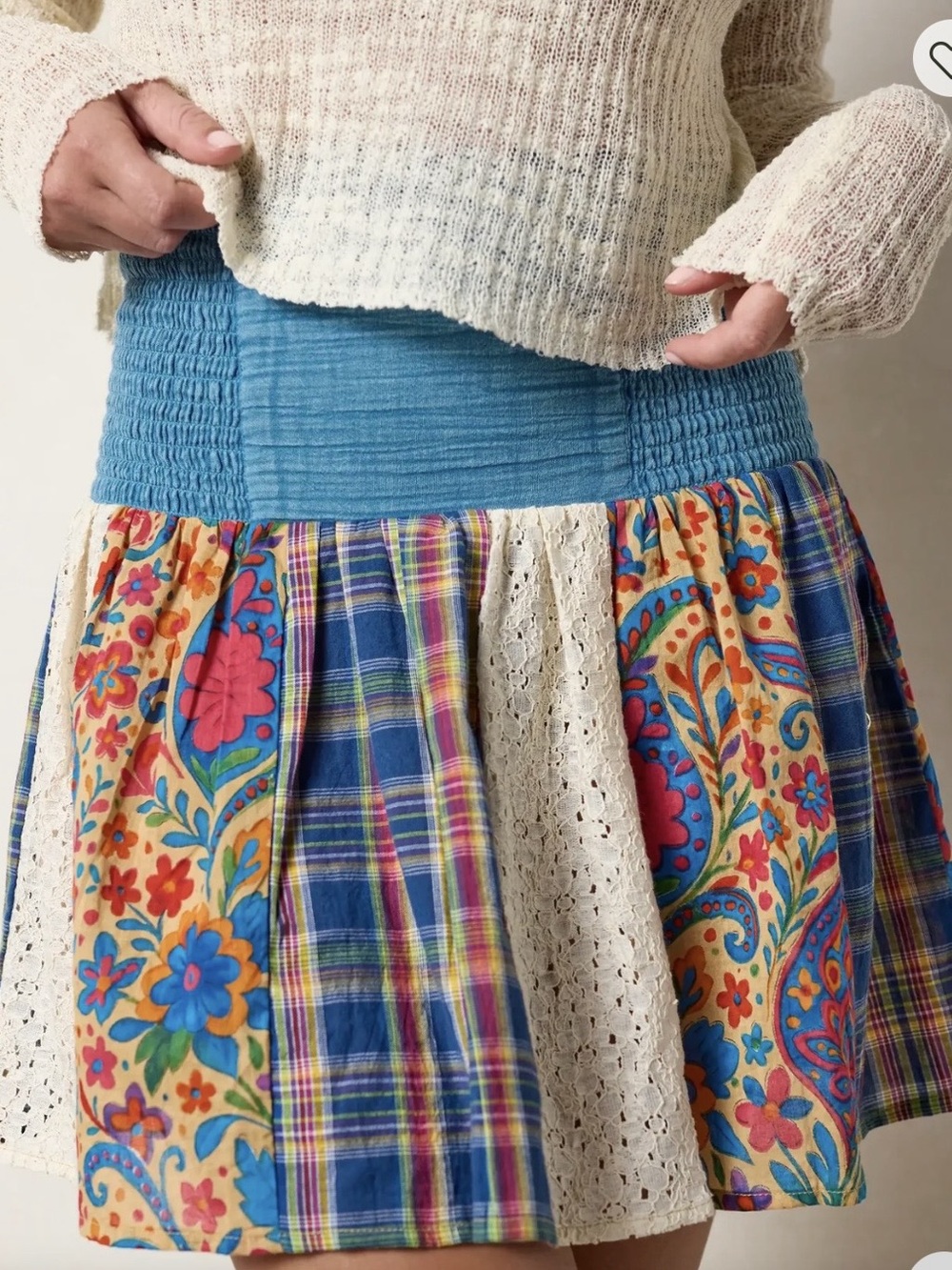 Natural life Lg patchwork mini skirt, doubles as top - Picture 1 of 4